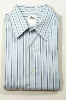 Camisa de vestir extra grande con botones a rayas de algodón multicolor Lacoste para hombre talla 44 Foto 1 de 4