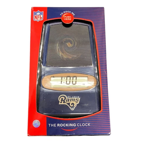 Vintage ThoughtWorks St. Louis Rams Blue Lenticular Display Rocking Clock Cover