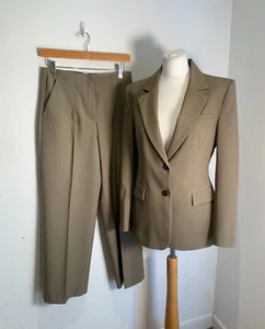 ZARA 2 piece trouser suit S NEW blazer wide leg beige taupe classic work smart - Picture 1 of 12