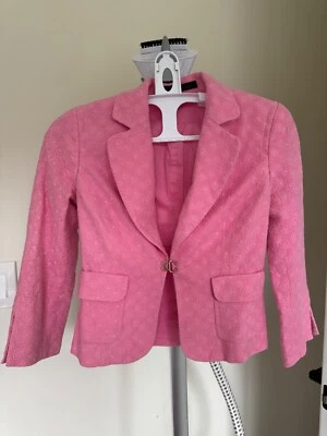 Conjunto de Traje de Algodón Rosa Express Talla 0 Chaqueta con Cinturón Top y Falda Línea A con Cinturón Foto 1 de 4