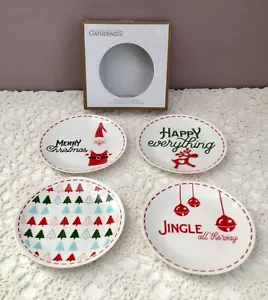 Juego de (4) 6"" platos de postres para servir Navidad Godinger Gatherings Holiday Santa - Imagen 1 de 12