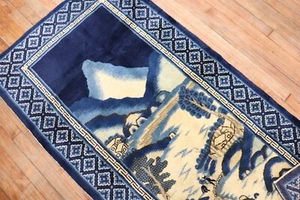 Antique Chinese Peking Pictorial Lanscape Rug Size 3'x6'1'' - Picture 1 of 5