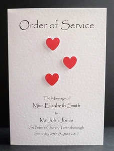 10 Handmade Order of Service Front Covers - Many Colours - Free P&P - Picture 1 of 9