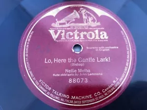 Nellie Melba 78rpm Single 12-inch Victrola #88073 Lo, Here the Gentle Lark! - Picture 1 of 2