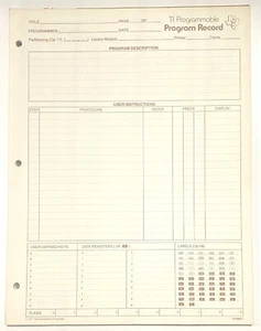 Vintage 1977 Texas Instruments TI Programmable Program Record / Coding Form Pad - Picture 1 of 4