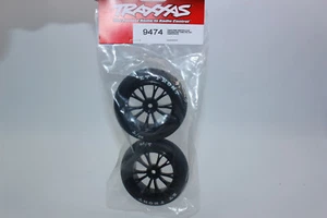 Traxxas TRX 9474 Reifen auf Felge montiert schwarz chrom vorne  Drag Slash NEU - Bild 1 von 6