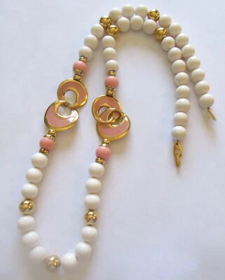 Collar Napier - Cuentas color oro rosa blanco - Redondo 30 pulgadas de largo Foto 1 de 3