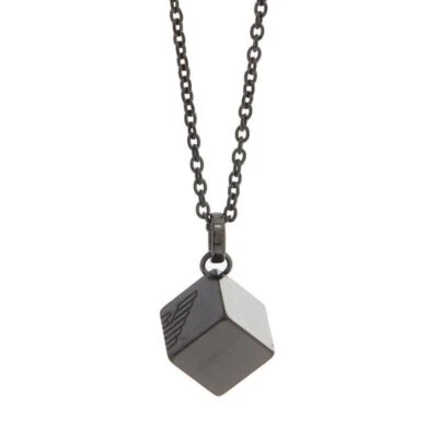 Emporio Armani Men's Gunmetal Statement Necklace Cube Pendant EGS2640060 - Image 1 of 4