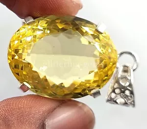 IGL Certified 69.60 Ct Oval Cut Yellow Citrine 925 Silver Pendant Gemstone 25A - Picture 1 of 7
