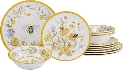 Certified International Bee Sweet 12 Piece Melamine Dinnerware Multicolor  - Image 1 of 4