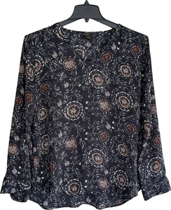 Blusa/Camisa Ann Taylor Manga Larga - Mujer Grande Azul Marino Oscuro/Multi #46902-E4 - Imagen 1 de 1