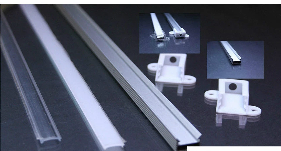 Profilo barra 1m alluminio per strip LED  con coperchio opaco o trasparente - Immagine 1 di 1