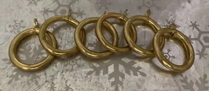 ❤️Gould Mersereau Vintage Shiny Gold Brass Drapery Curtain Rings 6pcs NOS - Picture 1 of 8