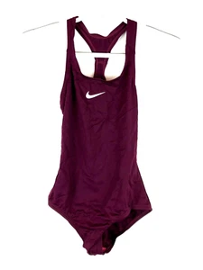 Nike Girls Swoosh Solid Purple Racerback Swimsuit Size Medium - Picture 1 of 3