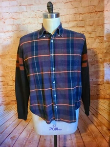 Vintage Mens Cotton Shirt Sweater 60's - 70's Sz M-L Rockabilly Preppy Geek - Picture 1 of 8
