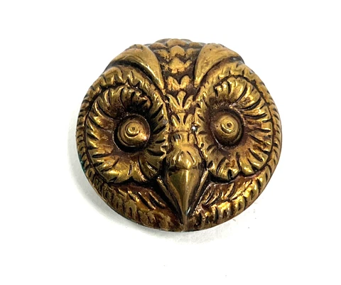Antique Brass Halloween Owl Button pin shirt coat belt pants Cover