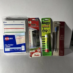 AVERY FILE LABEL, Pentel Super Polymer Lead, Crazy Glue, ricarica penna incrociata - Foto 1 di 5
