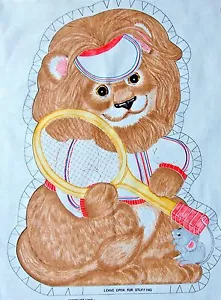 * Panel de tela de almohada vintage de corte y costura de TENNIS LEON & MOUSE 19" - Imagen 1 de 4