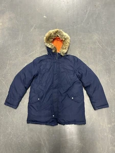 Polo Ralph Lauren Down Parka Jacket Coat Navy Faux Fur Hood Trim Big Boy’s XL - Picture 1 of 9