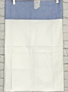 Baby Bed Crib Top Sheet Blue Gingham Checked Border White Sheet NWT - Picture 1 of 5