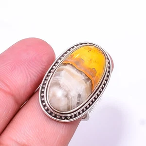 Bumble Bee Jasper - Indonesia Designer 925 Sterling Silver Ring S.6.5 R32 - Picture 1 of 2