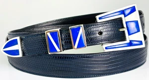 Santa Fe Sterling Silber .925 Ranger Lapis weiße Onyx Steine Gürtelschnalle 40 blau - Bild 1 von 17