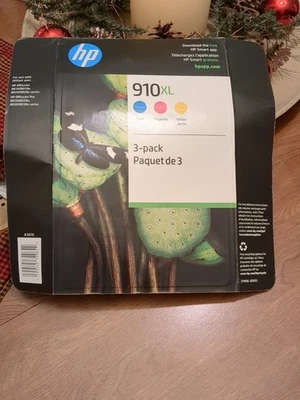 Nov 2026 GENUINE HP 910XL 3 Pack Color Ink Cartridges Cyan Yellow & Magenta OEM - Image 1 of 4
