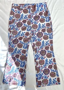 J Crew Cropped Damenhose Blumenmuster Ranken Größe 8 Hayden Baumwolle mehrfarbig EUC! - Bild 1 von 5
