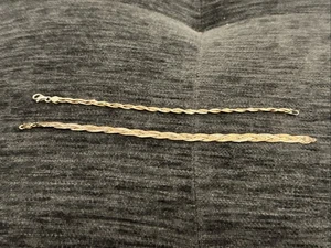 Vintage~Sterling Silver~2 Piece Braided Tri-Color Bracelet Set~Stackable~7.5” - Picture 1 of 4