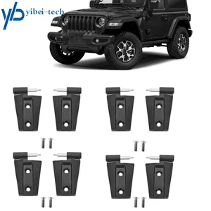 Black Door Hinge Set 4 Door Heavy Stainless Mount Fit For Jeep Wrangler JK 07-18 - Picture 1 of 15