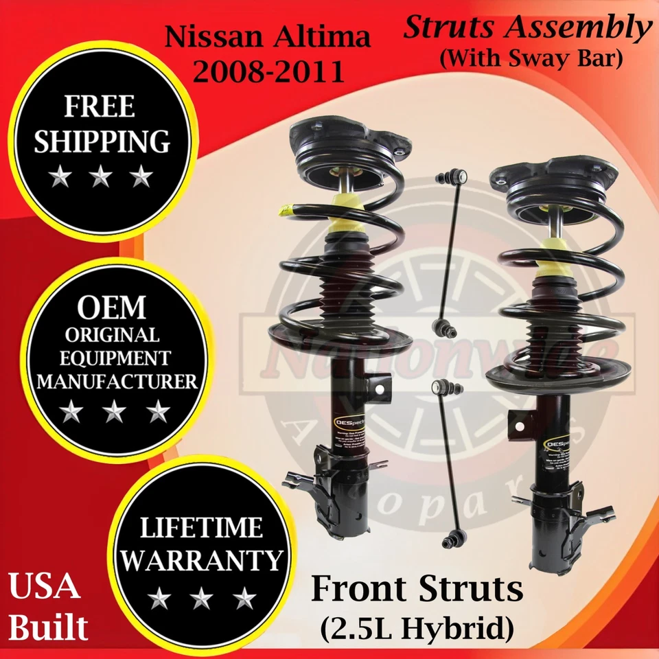 Puntales delanteros Monroe OEM con barra estabilizadora para Nissan Altima 2008-2011 híbrido de 2,5 L Foto 1 de 4
