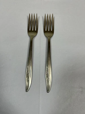 Juego de 2 tenedores de cena cubiertos con textura rosa de acero inoxidable Sears Fashion EE. UU. Foto 1 de 2