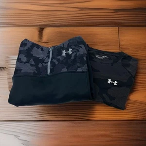 Hoodie + Matching T Shirt Under Armour Youth Boys YXL Extra Large Black Camo - Picture 1 of 16