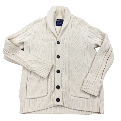 Cárdigan suéter vintage Y2K American Eagle para hombre grande blanco grueso tejido con cable * Foto 1 de 4