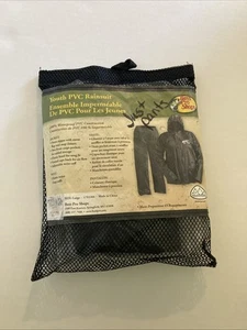 Youth Large Black PVC Waterproof Rain Pants Bass Pro Shops - Picture 1 of 2