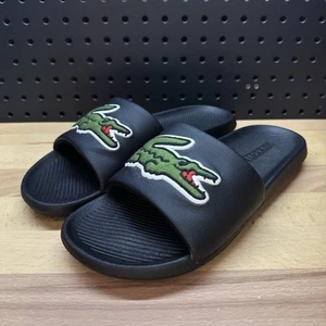 Lacoste Croco Alligator Green Black Slides Sandals Slip-on Embroidered Men’s 10 - Picture 1 of 14