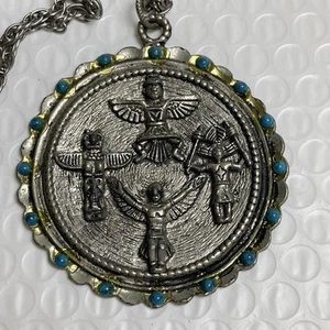 Indianer türkis Perlen Anhänger Halskette silberfarben Kette  - Bild 1 von 5