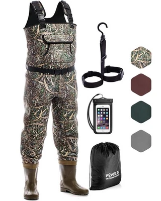 Chest Waders, Waterproof 4mm Neoprene Hunting & Fishing Waders for Men & with... - Image 1 of 4