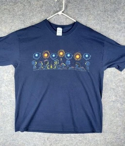 Vintage PEANUTS T-Shirt Snoopy Blue Fireworks July 4th Crewneck Mens XL 23x29 - Picture 1 of 12