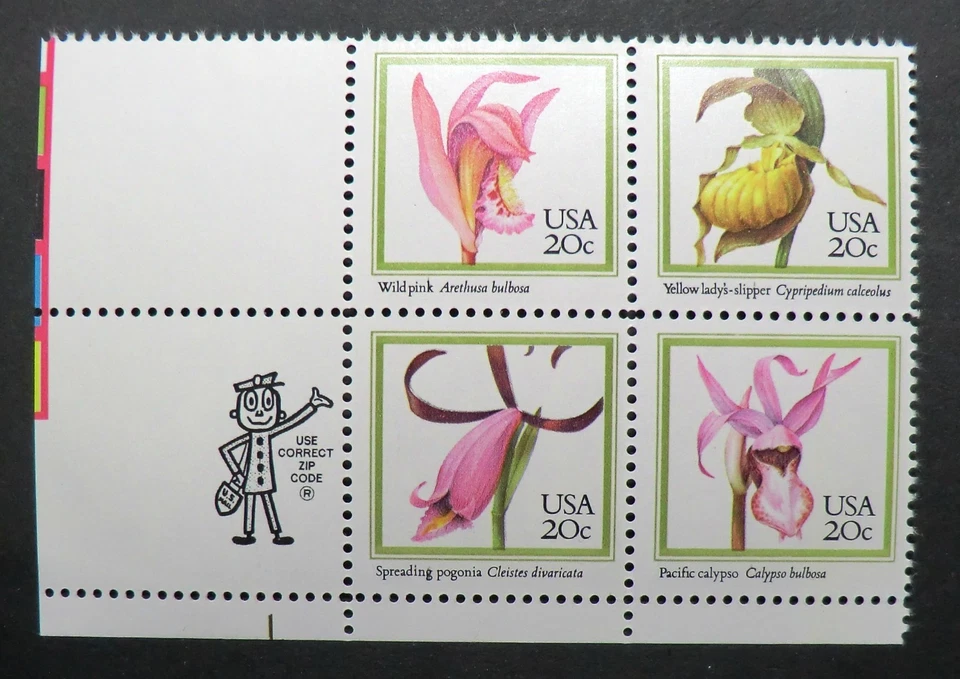 2076 - 79 MNH 1984 20c Orchids ZB Flowers Wild Spreading Pogonia Pacific Calypso - Image 1 of 1