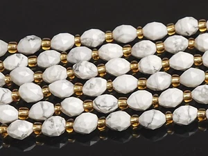 Cuentas sueltas facetadas rondelle rondelle de 6 mm genuinas de howlita blanca natural grado AA - Imagen 1 de 3