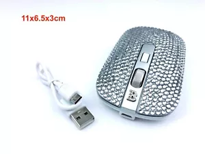 blingustyle Rechargeable Crystal 2.4G Wireless Optical Cordless PC Mouse Silver - Picture 1 of 10