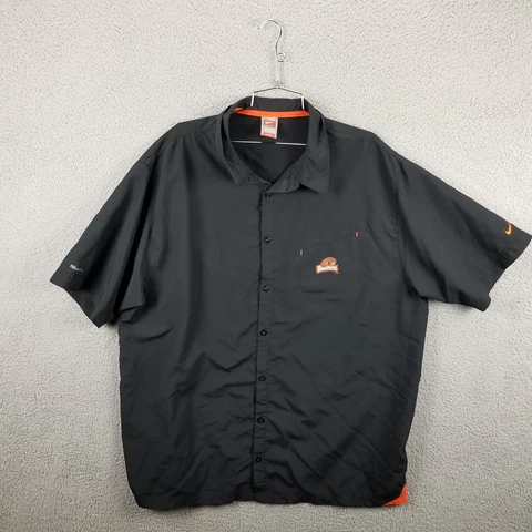 Nike Oregon State Shirt Men XXL Black Vintage Team Button Down Short Sleeve Cover