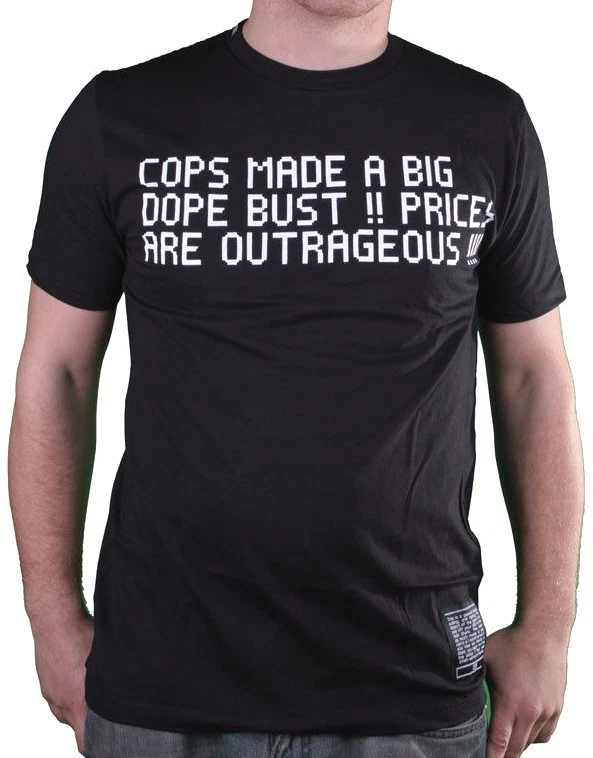 Dope Couture Mens Black Drug Wars Game Cops Bust Fairfax Cali T-Shirt NWT - Image 1 of 1