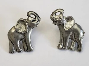 1 par de pendientes perforados de peltre niebla azul elefante 1 pulgada vintage - Imagen 1 de 4