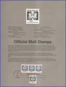 USA8 #O130 U/A SOUVENIR PAGE FDC   Great Seal - Picture 1 of 1