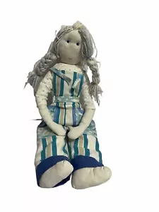 Vintage Rag Doll Daisy White In Dungarees Size 57CM vtd - Picture 1 of 3