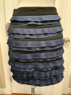 Мини-юбка Elizabeth and James черная и темно-синяя с оборками в полоску, размер XS - Изображение 1 из 4