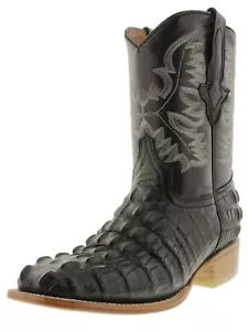 Stivaletto uomo cowboy western nero stampa coda di alligatore quadrato Vaquero taglia 6,5, 7 - Foto 1 di 5