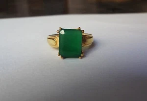 Natural Certified Emerald Sterling Silver Gold Plated Ring Birthstone Ring - Picture 1 of 7